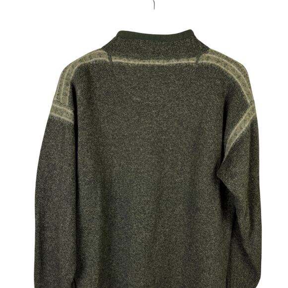 Woolrich Olive Heather Knit 100% Wool 1/4 Zip Pullover Layering Sweater - Picture 4 of 8